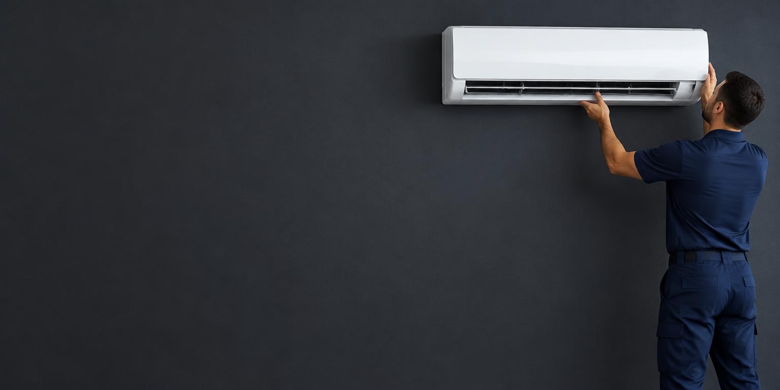 Técnico trabalhando em aparelho de ar-condicionado